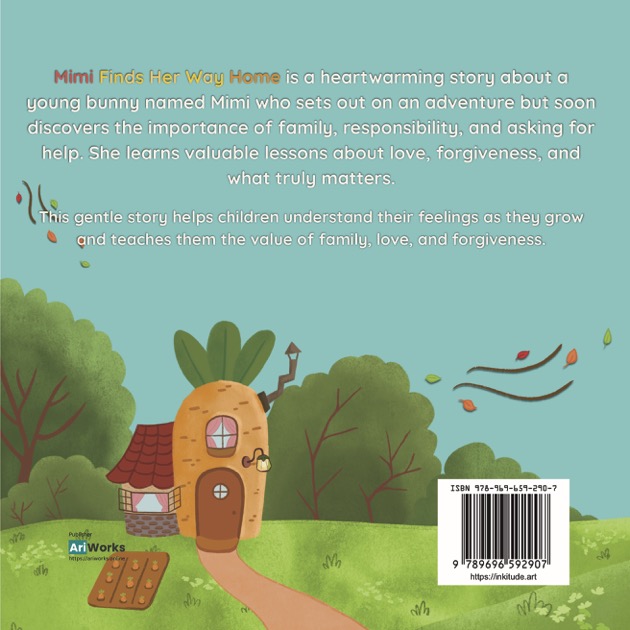 Mimi Finds Her Way Home - Back cover with book summary and author information